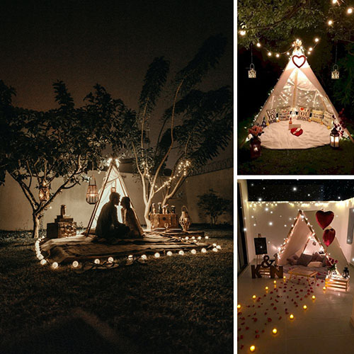 Un moment romantique sous un Tipi